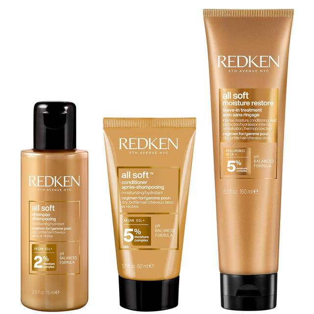 Redken All Soft Shampoo 75ml, Conditioner 30ml and Leave-in Treatment 150ml Bundle for Dry and Brittle Hair on Productcaster.