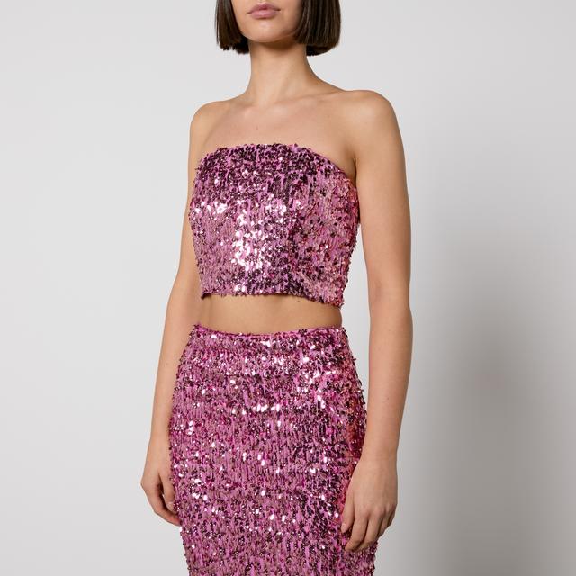 Rotate Birger Christensen Sequinned Mesh Bandeau Top - DK 44/UK 16 on Productcaster.