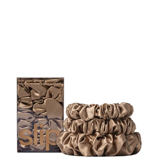 Slip Pure Silk Back To Basics Assorted Scrunchie Set (Various Colours) - Light brown on Productcaster.