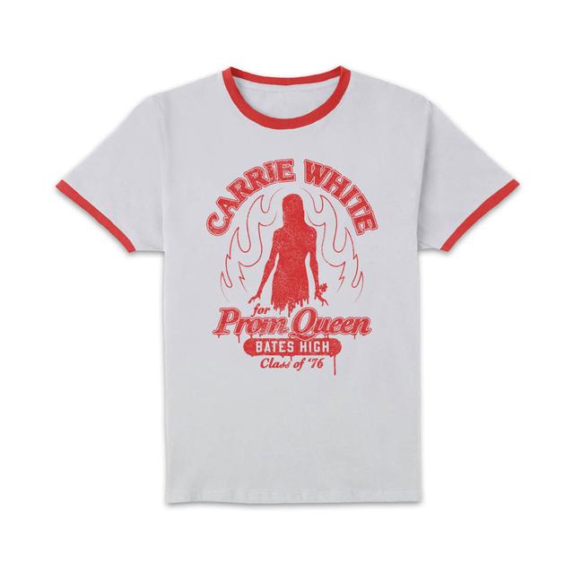 Carrie Carrie White For Prom Queen Unisex Ringer T-Shirt - White/Red - S - White/Red on Productcaster.