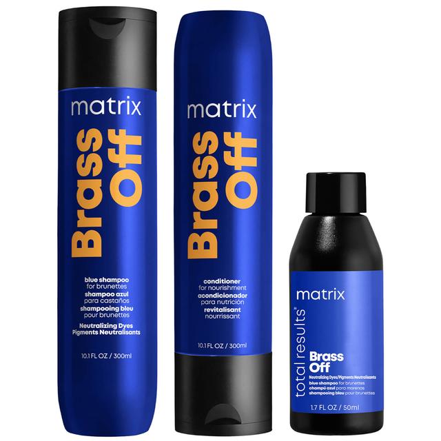 Matrix Brass Off Shampoo, Travel Size Shampoo and Conditioner Bundle for Lightened Brunette Hair (Worth £31.42) on Productcaster.