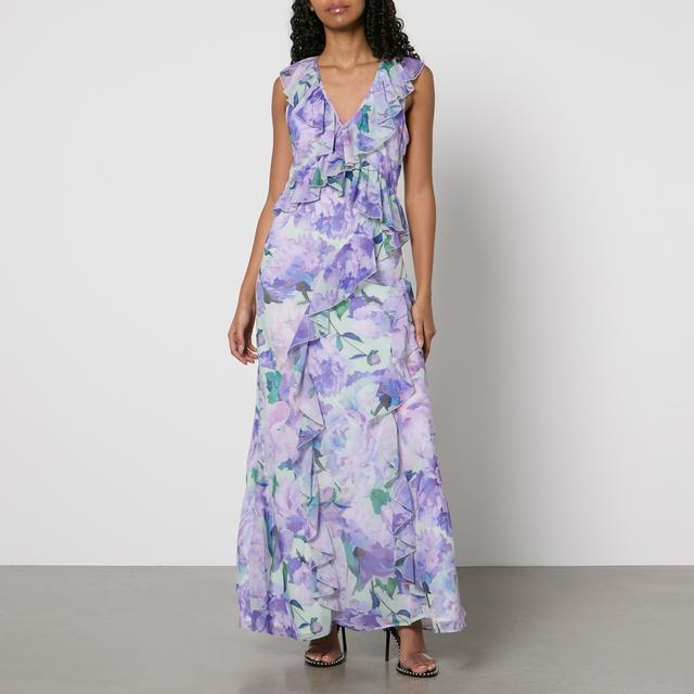 Hope & Ivy Breslin Floral-Print Chiffon Frill Maxi Dress - UK 12 on Productcaster.