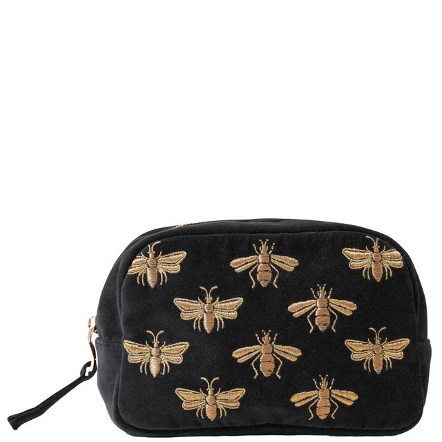 Elizabeth Scarlett Honey Bee Charcoal Velvet Cosmetics Bag on Productcaster.