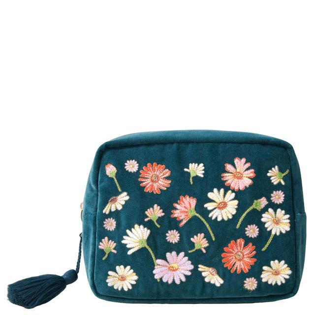 Elizabeth Scarlett Wildflower Rich Blue Velvet Wash Bag on Productcaster.