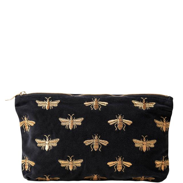 Elizabeth Scarlett Honey Bee Charcoal Velvet Everyday Pouch on Productcaster.