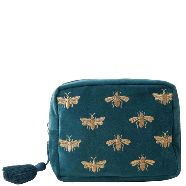 Elizabeth Scarlett Honey Bee Rich Blue Velvet Wash Bag on Productcaster.