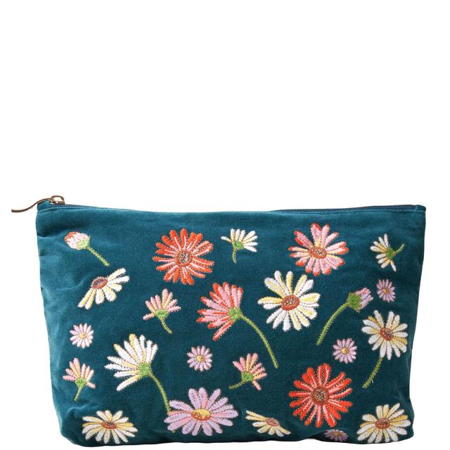 Elizabeth Scarlett Wildflower Rich Blue Velvet Everyday Pouch on Productcaster.