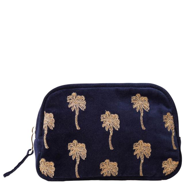 Elizabeth Scarlett Gold Palm Navy Velvet Cosmetics Bag on Productcaster.