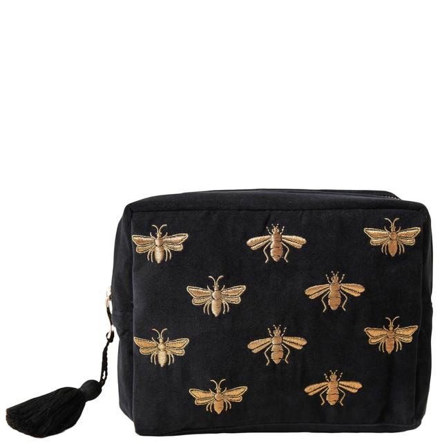 Elizabeth Scarlett Honey Bee Charcoal Velvet Wash Bag on Productcaster.