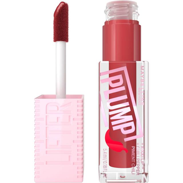 Maybelline Lifter Gloss Plumping Lip Gloss Lasting Hydration Formula With Hyaluronic Acid and Chilli Pepper (Various Shades) - Hot Chilli on Productcaster.