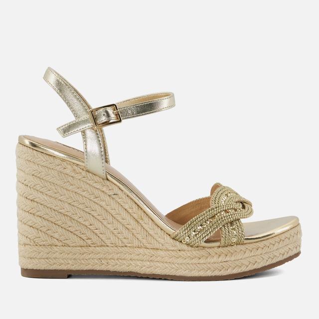 Dune Women's Kaspar Fabric Wedge Heel Sandals - Gold - UK 8 on Productcaster.