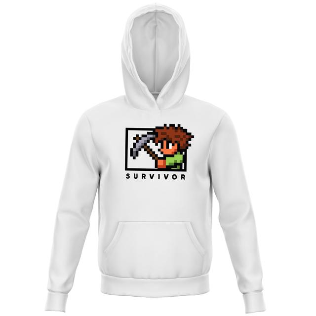 Terraria Survivor Kids' Hoodie - White - 11-12 Years - White on Productcaster.