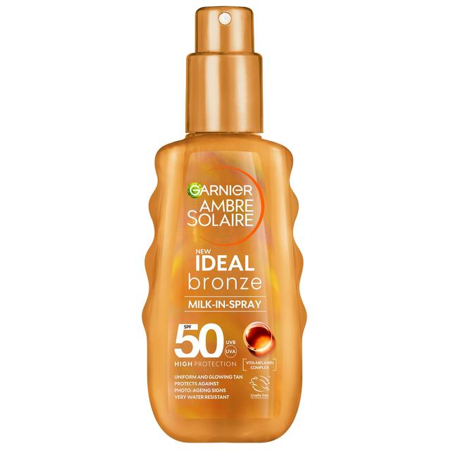 Garnier Ambre Solaire Ideal Bronze Milk-In Tanning SPF 50 Spray for Face and Body 150ml on Productcaster.