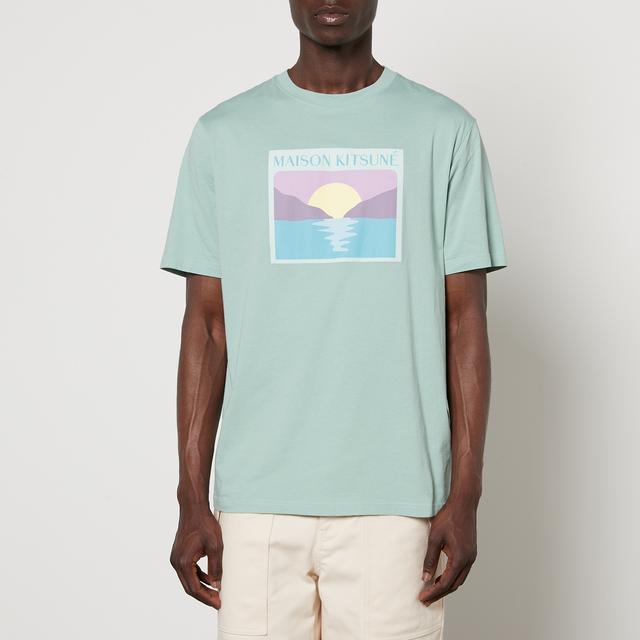 Maison Kitsuné Sunset Postcard Printed Cotton-Jersey T-Shirt - XL on Productcaster.