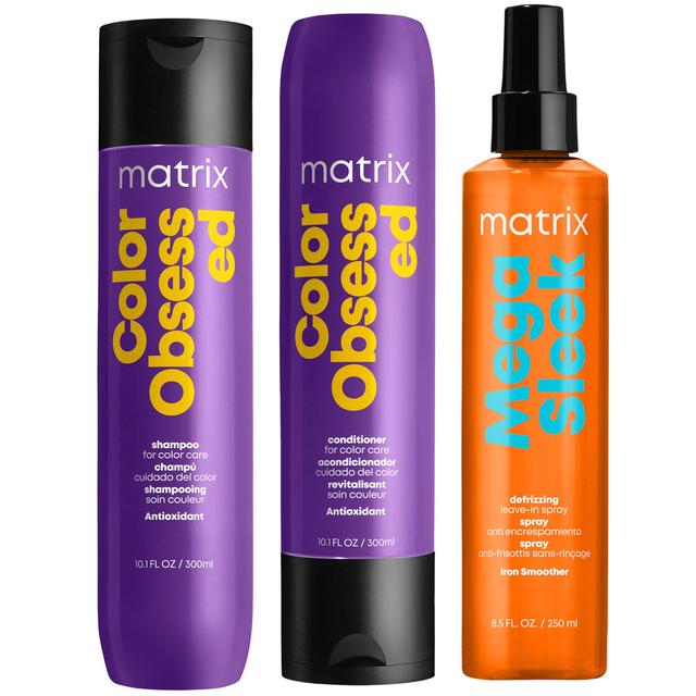 Matrix Color Obsessed Shampoo and Conditioner for Colour treated Hair and Mega Sleek Iron Smoother For Anti-Frizz Routine Bundle on Productcaster.