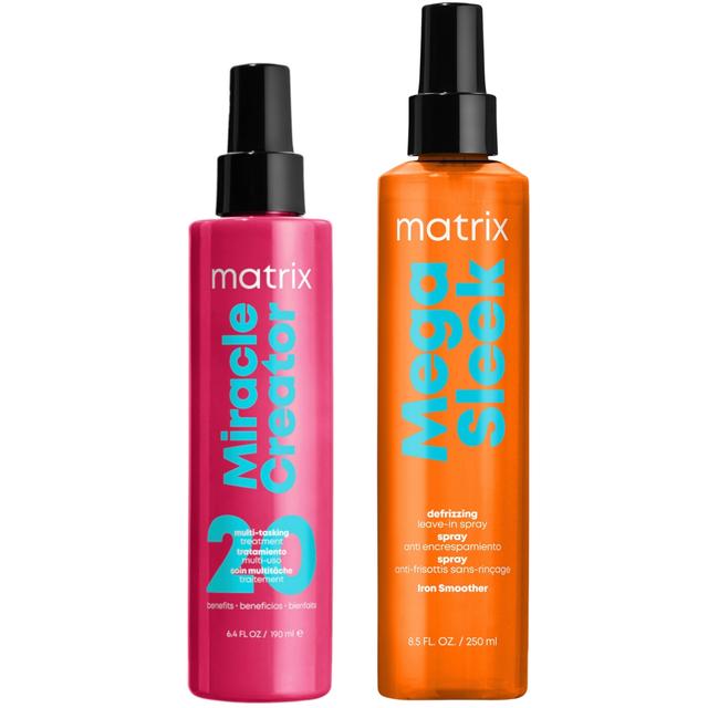 Matrix Mega Sleek Iron Smoother For Anti-Frizz and Humidity Protection + Miracle Creator 20 Benefits Hair Treatment Spray Bundle on Productcaster.