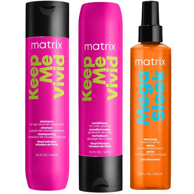 Matrix Keep Me Vivid Colour Protecting Shampoo and Conditioner For Coloured Hair + Anti-Frizz Mega Sleek Iron Smoother Bundle on Productcaster.