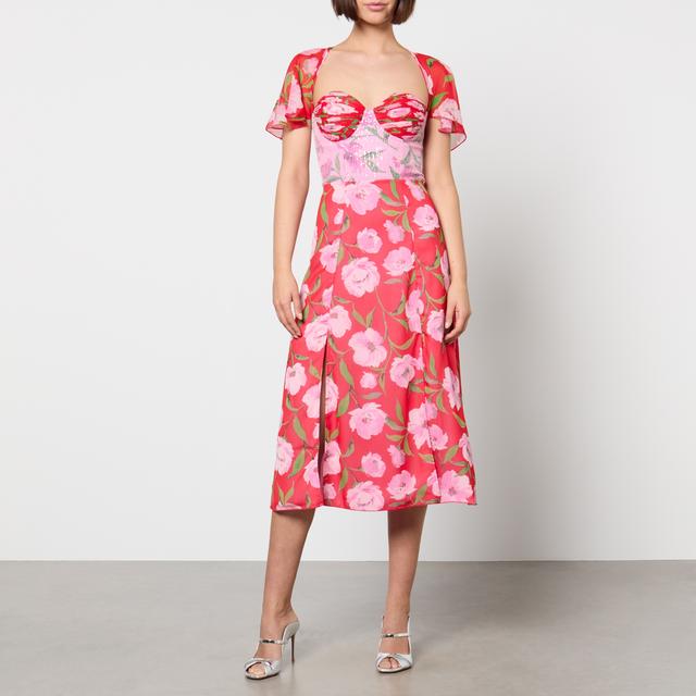 ROTATE Birger Christensen Floral-Print Chiffon Midi Dress - DK 34/UK 6 on Productcaster.