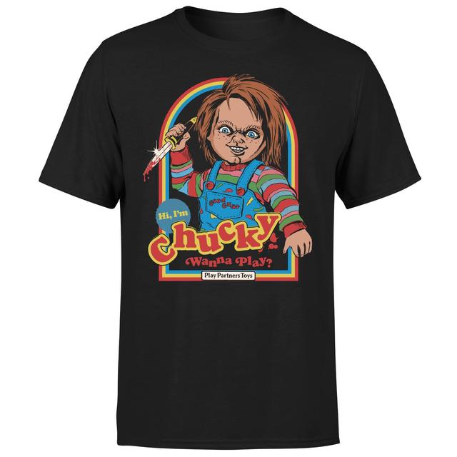 Steven Rhodes Chucky Wanna Play Men's T-Shirt - Black - XXL - Black on Productcaster.