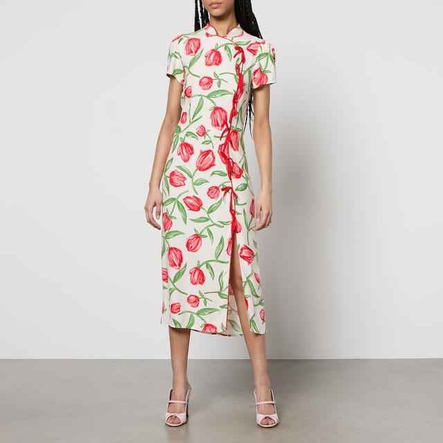 Kitri Leia Floral-Print Satin-Crepe Midi Dress - UK 8 on Productcaster.