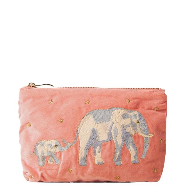 Elizabeth Scarlett Elephant Conservation Collection Coral Velvet Everyday Pouch on Productcaster.