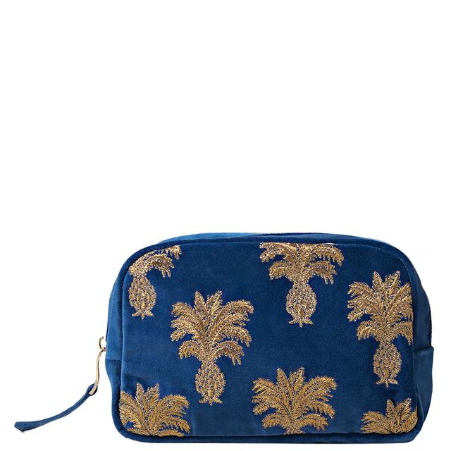 Elizabeth Scarlett Pineapple Cobalt Velvet Cosmetics Bag on Productcaster.