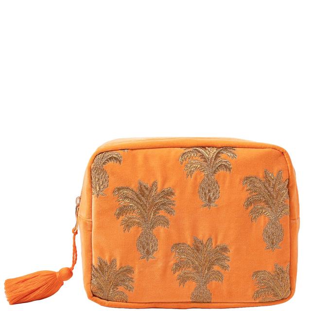 Elizabeth Scarlett Pineapple Velvet Wash Bag - Orange on Productcaster.