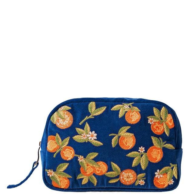 Elizabeth Scarlett Orange Blossom Cobalt Velvet Cosmetics Bag on Productcaster.