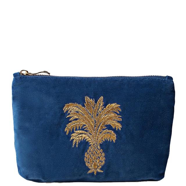 Elizabeth Scarlett Pineapple Cobalt Velvet Mini Pouch on Productcaster.