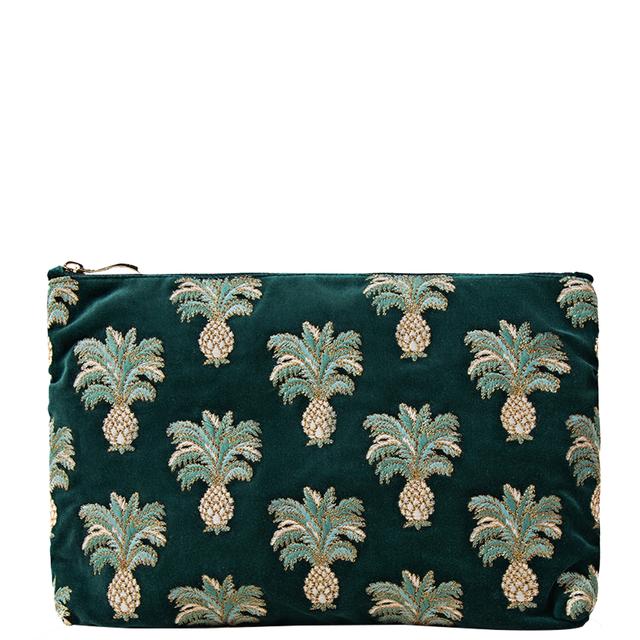 Elizabeth Scarlett Pineapple Emerald Velvet Everyday Pouch on Productcaster.