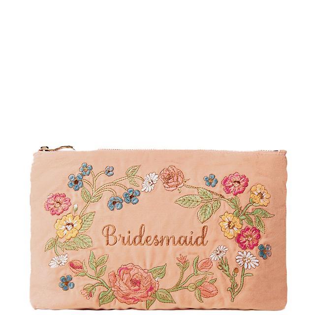 Elizabeth Scarlett Floral Bridesmaid Pink Sand Velvet Everyday Pouch on Productcaster.