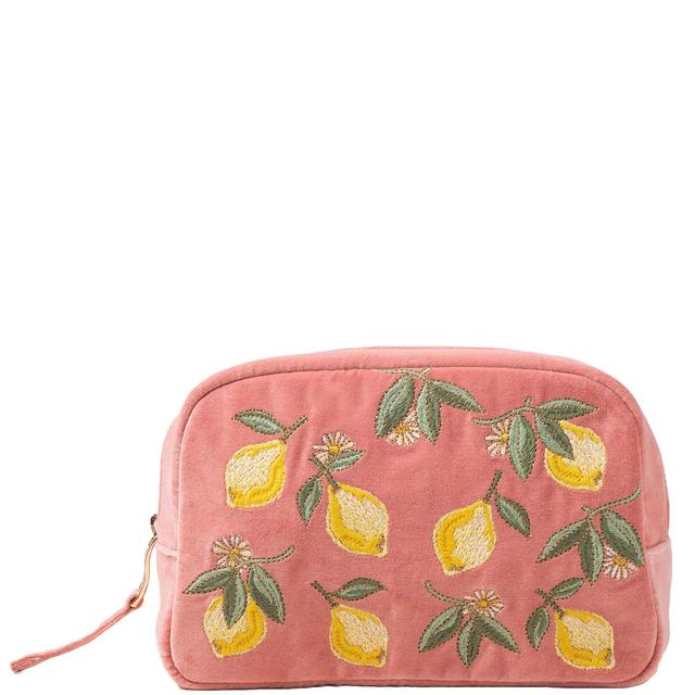 Elizabeth Scarlett Lemon Blossom Coral Velvet Cosmetics Bag on Productcaster.