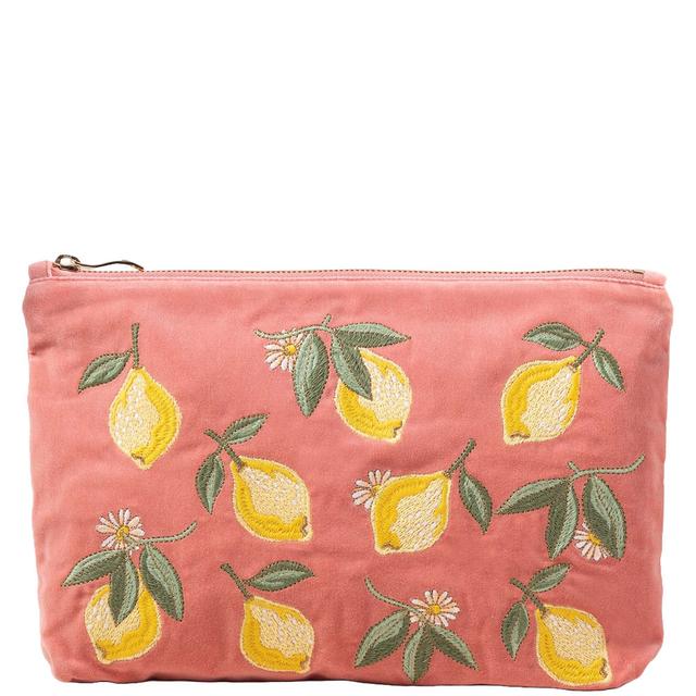 Elizabeth Scarlett Lemon Blossom Coral Velvet Everyday Pouch on Productcaster.