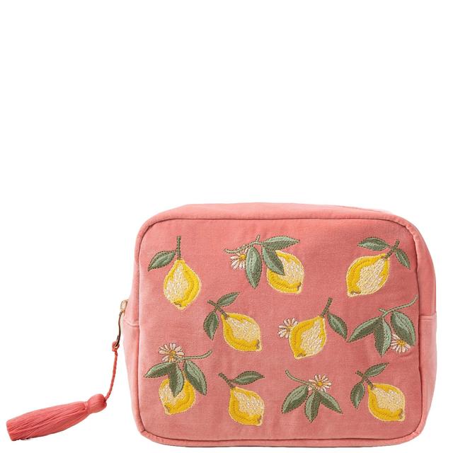 Elizabeth Scarlett Lemon Blossom Coral Velvet Wash Bag on Productcaster.