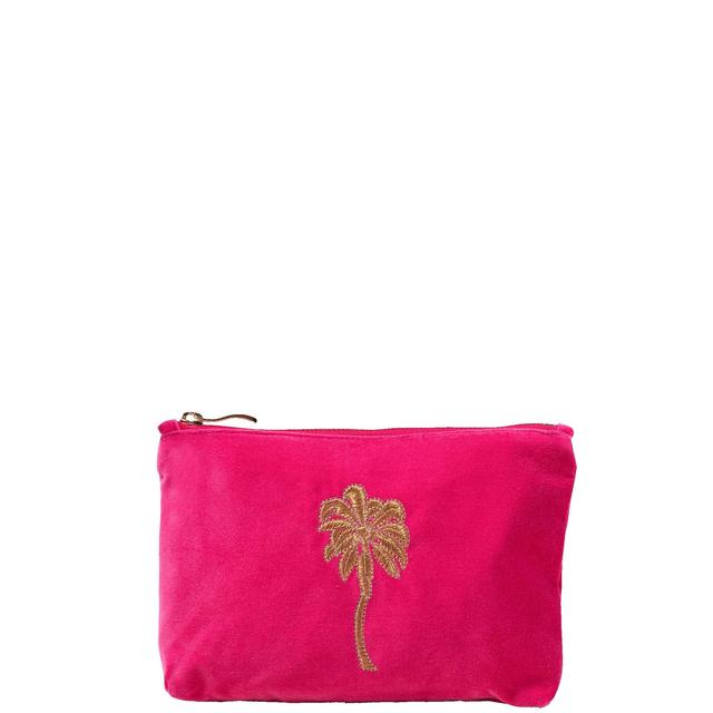 Elizabeth Scarlett Sunset Palm Pink Velvet Mini Pouch on Productcaster.