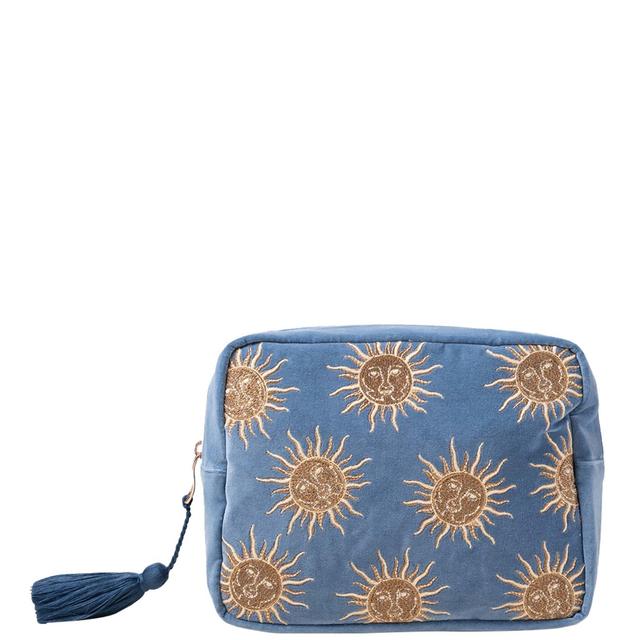 Elizabeth Scarlett Sun Goddess Dusky Blue Velvet Wash Bag on Productcaster.