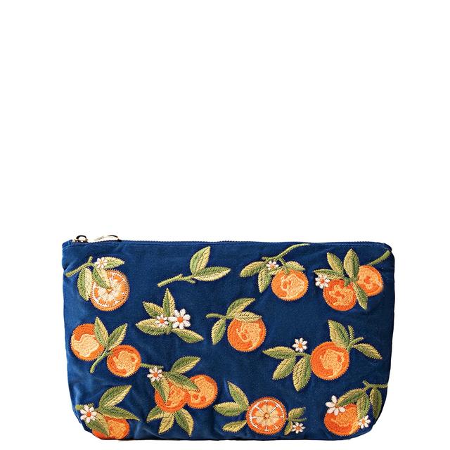 Elizabeth Scarlett Orange Blossom Cobalt Velvet Everyday Pouch on Productcaster.