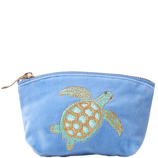 Elizabeth Scarlett Turtle Conservation Caribbean Blue Velvet Coin Purse on Productcaster.