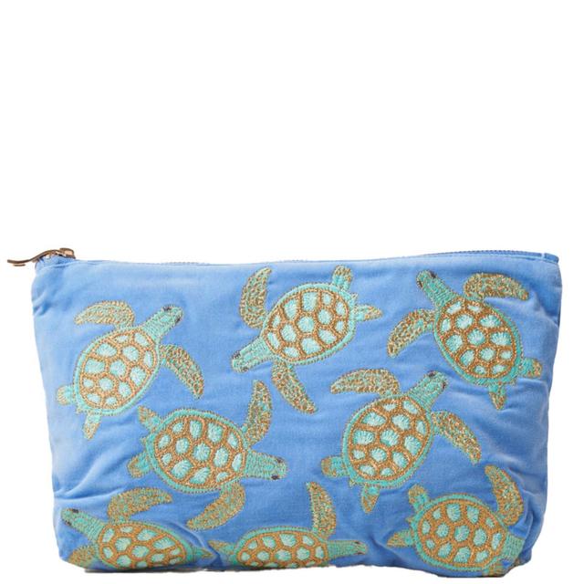 Elizabeth Scarlett Turtle Conservation Caribbean Blue Velvet Everyday Pouch on Productcaster.