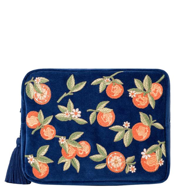 Elizabeth Scarlett Orange Blossom Cobalt Velvet Wash Bag on Productcaster.