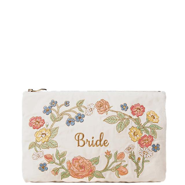 Elizabeth Scarlett Floral Bride Cream Velvet Everyday Pouch on Productcaster.