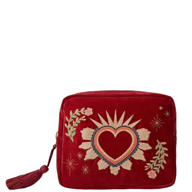 Elizabeth Scarlett Sacred Heart Rouge Velvet Wash Bag on Productcaster.