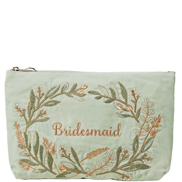 Elizabeth Scarlett Olive Branch Bridesmaid Sage Velvet Everyday Pouch on Productcaster.