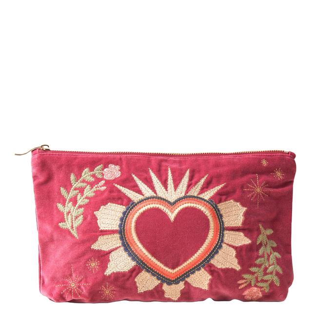 Elizabeth Scarlett Sacred Heart Dry Rose Velvet Everyday Pouch on Productcaster.