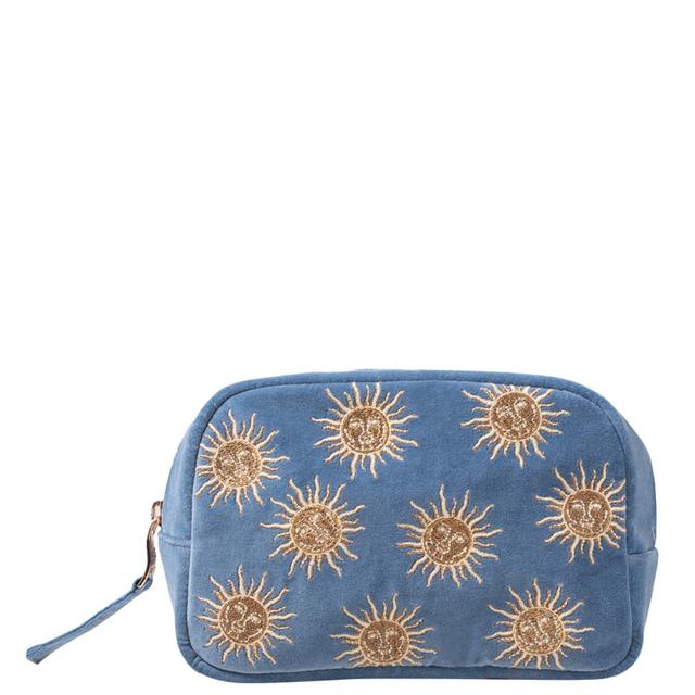 Elizabeth Scarlett Sun Goddess Dusky Blue Velvet Cosmetics Bag on Productcaster.