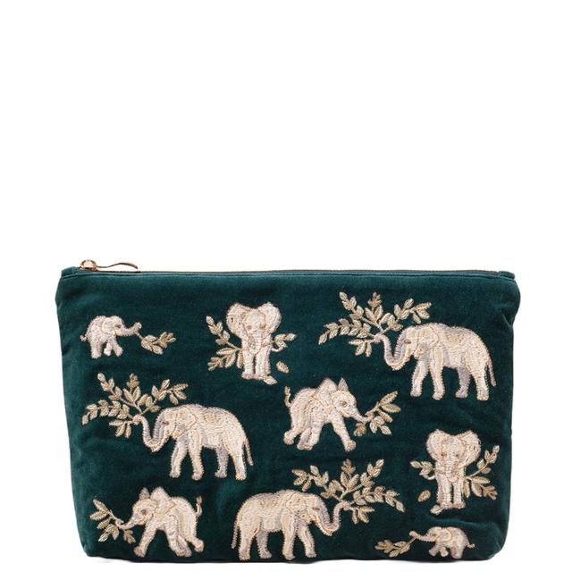 Elizabeth Scarlett Elephant Herd Emerald Everyday Pouch on Productcaster.