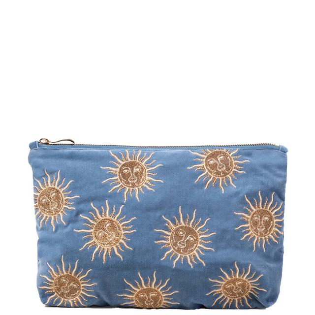 Elizabeth Scarlett Sun Goddess Dusky Blue Velvet Everyday Pouch on Productcaster.