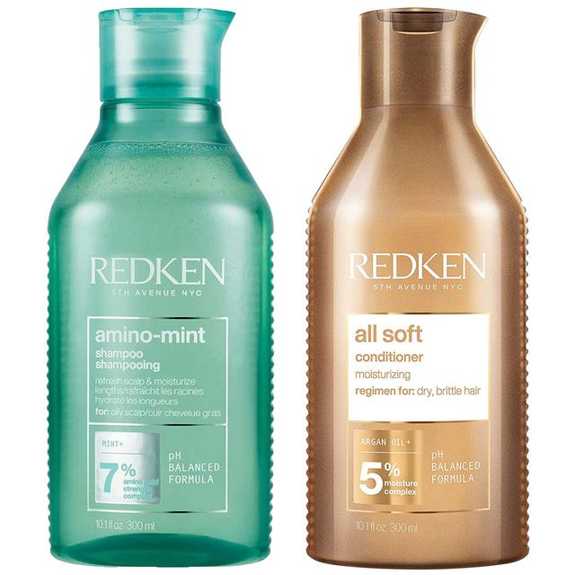 Redken Amino Mint Scalp Cleansing for Greasy Hair Shampoo and All Soft Hydrating Care Conditioner Bundle on Productcaster.