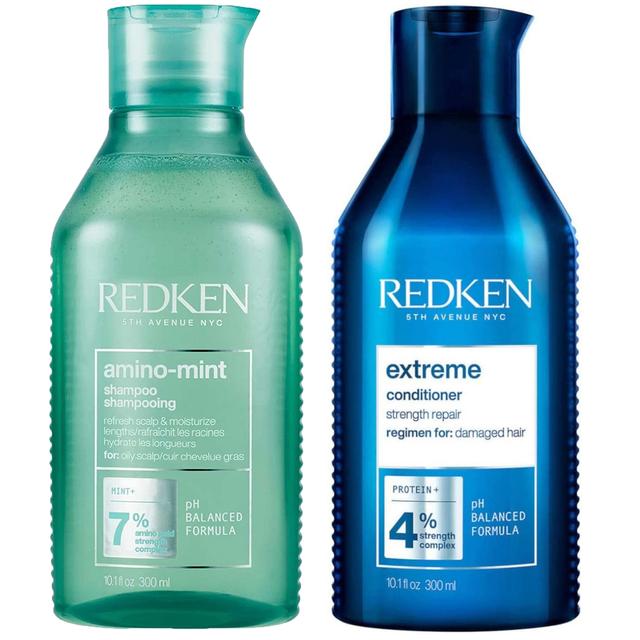 Redken Amino Mint Scalp Cleansing for Greasy Hair Shampoo and Extreme Damage Repair Conditioner Bundle on Productcaster.