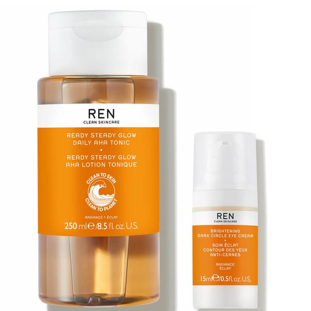 REN Clean Skincare Ready Steady Glow Daily AHA Tonic 250ml and Radiance Brightening Dark Circle Eye Cream 15ml on Productcaster.